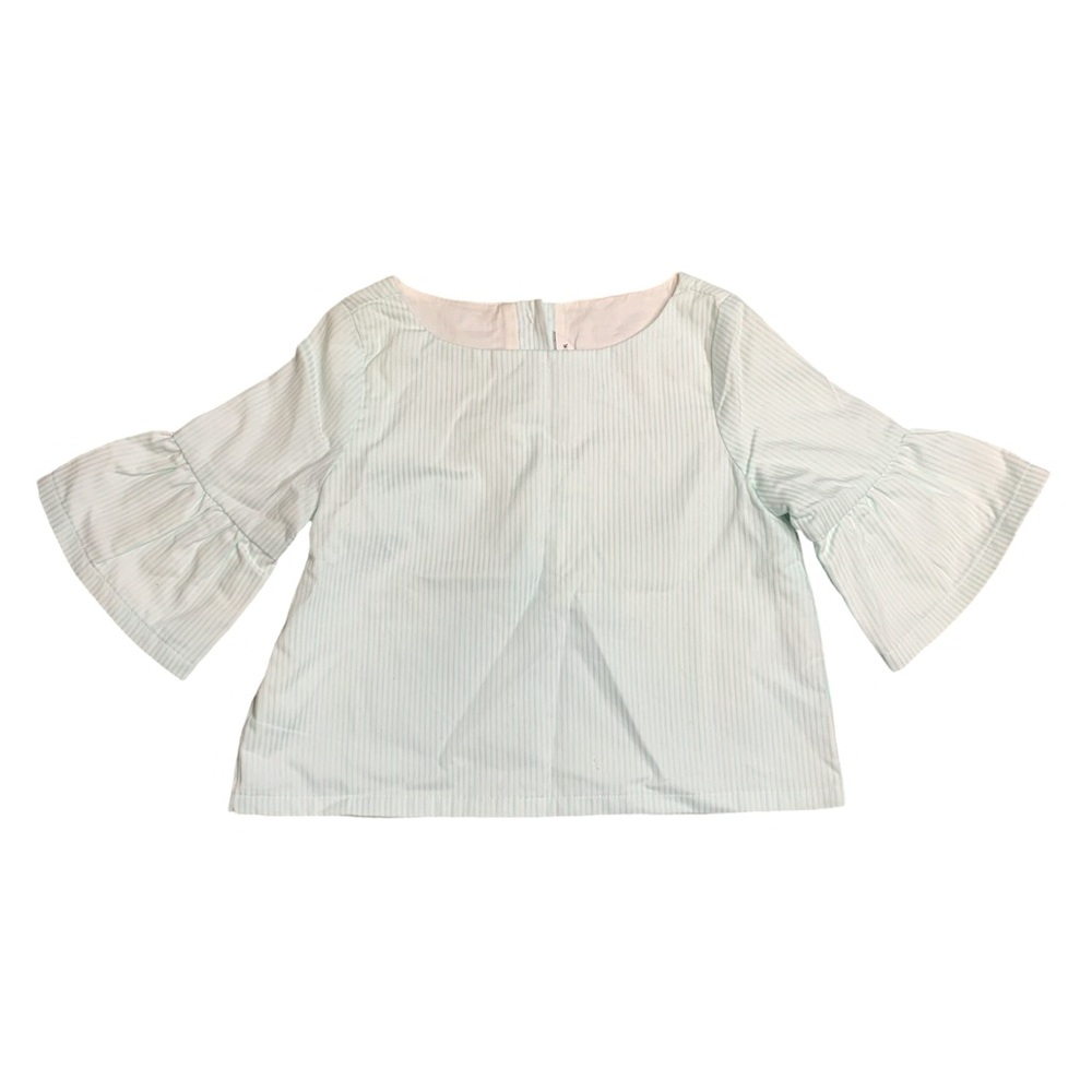 Janie And Jack Blouse Girls Size 6 Mint Green Striped Blouse Easter Shirt Top - Picture 1 of 6